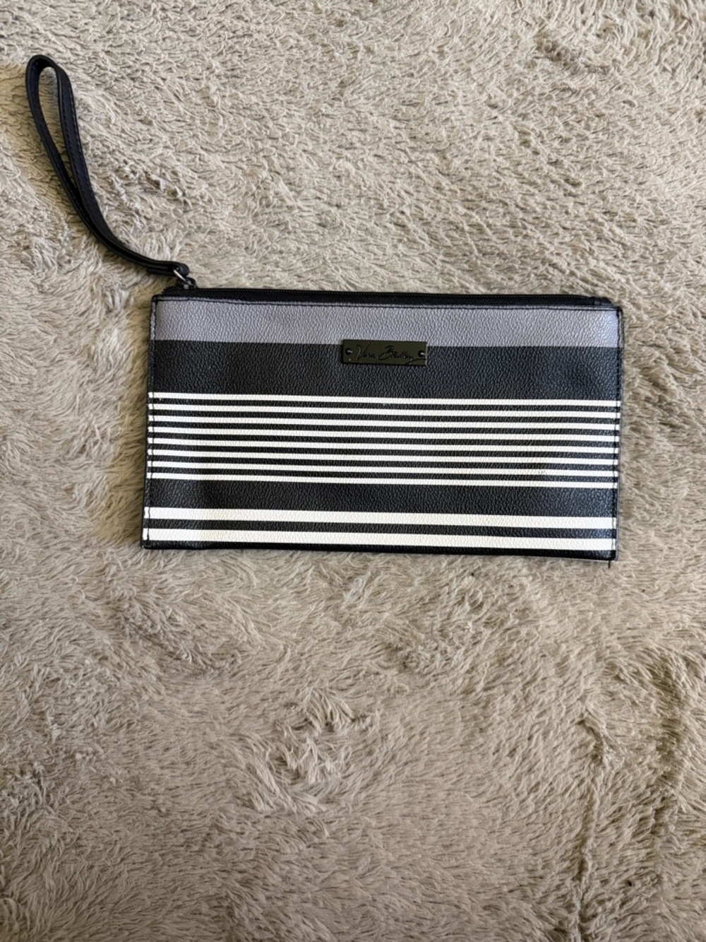 Vera Bradley Black and White Striped Wristlet